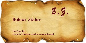 Buksa Zádor névjegykártya